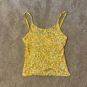 yellow sequin tank top